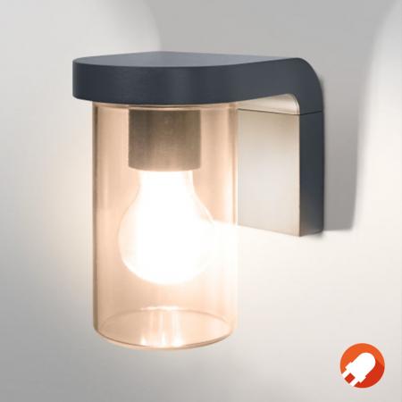 OSRAM  CASCADE Außenwandleuchte Anthrazit Amber Glaszylinder, hängend - IP44-Schutz, stoßfest IK03, für Terrasse und Balkon