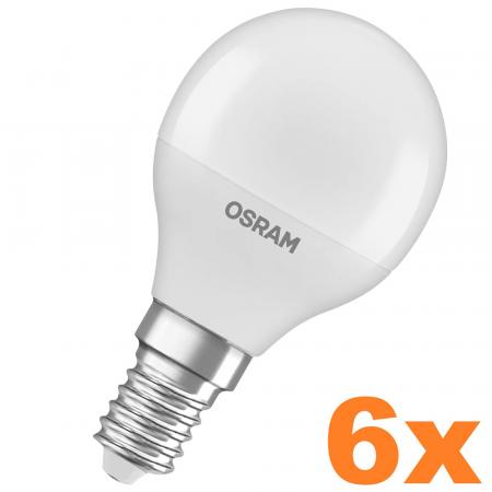 6er Sparpack OSRAM E14 STAR weiss mattiertes LED Leuchtmittel 4,9W wie 40W warmweißes Licht