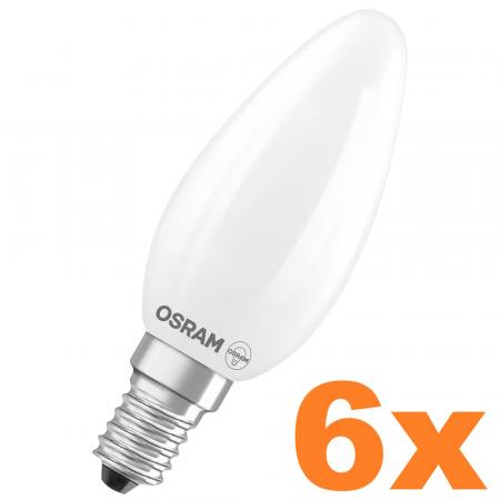 6er Vorteilspack OSRAM E14 LED Kerzenlampe Superstar Plus HD LIGHTING Filament matt 3,4W wie 40W dimmbar neutralweißes Licht 4000K