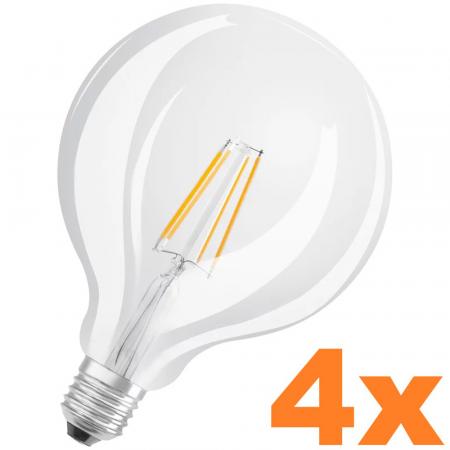 4er Vorteilspack OSRAM Leistungsstarke E27 Globe 100 LED Glühbirne klar dimmbar 11W wie 100W neutralweißes Licht 4000K
