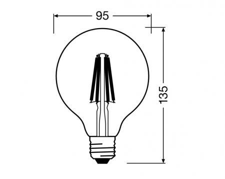 OSRAM Leistungsstarke E27 Globe 95 LED Glühbirne klar dimmbar 11W wie 100W warmweißes Licht 2700K
