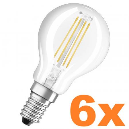 6er Sparset OSRAM E14 LED Lampe SUPERSTAR PLUS HD LIGHTING Tropfenform klar dimmbar 3,4W wie 40W neutralweißes Licht & hohe Farbwiedergabe