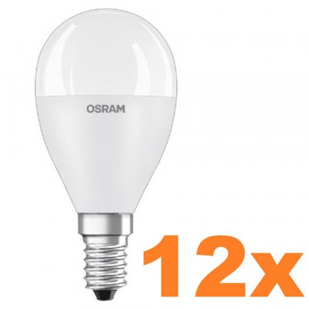 12er Sparpack OSRAM E14 LED Lampe in Tropfenform matt 7W wie 60W warmweißes Licht 3000K