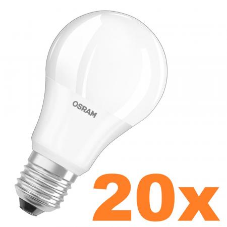 20er Sparpack Osram E27 LED Lampe VALUE 8W wie 60W warmweißes Licht weiß mattierte Glühbirne