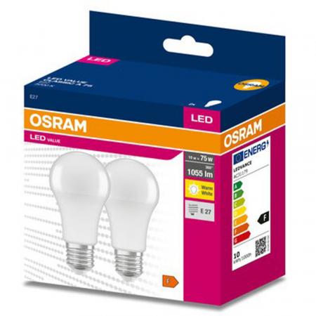 2er Pack OSRAM E27 LED Lampe Value Class matt 10W wie 75W 3000K warmweißes Licht