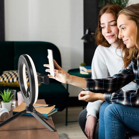 OSRAM Linear LED Mobile Ring Desktop LED-Ringlicht 5,5 W, 250 lm, 3000–4000 K, Bluetooth, USB, Schwarz