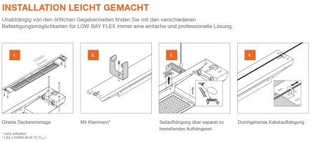 120cm Ledvance LED Hallenleuchte Low Bay LB FLEX 1200 P 42W 840 4000K Neutralweißes Licht 6510 Lumen 90° IP23 EVG