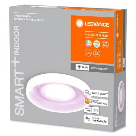 LEDVANCE WiFi Smart+ WiFi Orbis Claria 49cm Deckenleuchte mit RGB Farbwechselmodus