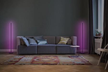 140cm OSRAM WiFi Smart+ Schlanke LED Stehleuchte Corner mit RGBW & Fernbedienung in Schwarz - DIY- & Musikrhythmusfunktion