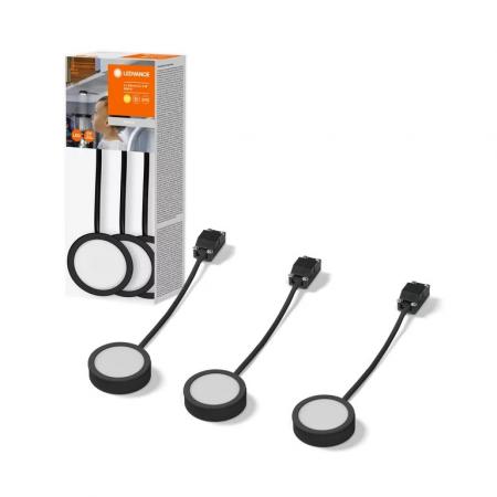 LEDVANCE Undercabinet Spot Puck 65mm 3 x 3W Schwarz Spotleuchten für Unterschrankbeleuchtung warmweißes Licht