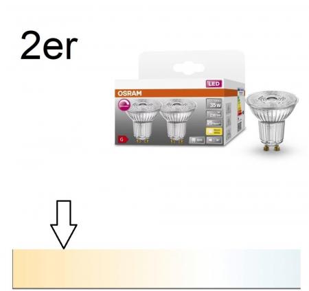 2er Pack OSRAM GU10 PAR16 LED Reflektor dimmbar 36° 3,4W wie 35W 2700K warmweißes Licht mit hoher Farbwiedergabe