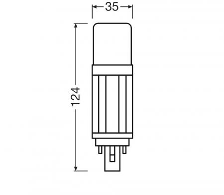 Ledvance DULUX D18 LED Kompaktlampe 2Pin G24d  7,5W wie 18W 3000K warmweißes Licht EM & AC für KVG/VVG