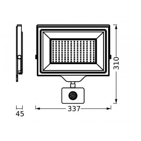 OSRAM LED Fluter Floodlight Essential mit Sensor 150W 4000K Neutralweiß IP44 schwarz