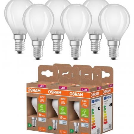 6er Set OSRAM E14 LED Lampe Classic SUPERSTAR matt 1,2W wie 25W neutralweißes Licht 4000K - Energy efficiency class A