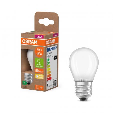 6er Vorteilspack OSRAM E27 LED Lampe Classic matt 1,2W wie 25W warmweißes Licht 2700K - Energy efficiency class A