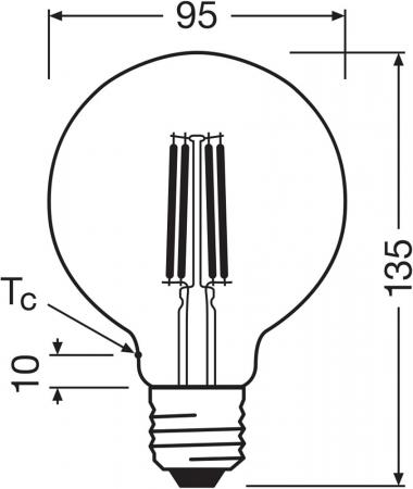 OSRAM E27 STAR Globe 95 besonders effiziente LED Filament Kugellampe 5W wie 75W 2700K warmweißes Licht