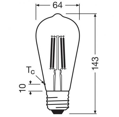 OSRAM LED Classic Edison Filament E27 2,2 W wie 40 W, 470 lm, 4.000 K Neutralweiß, klar, nicht dimmbar