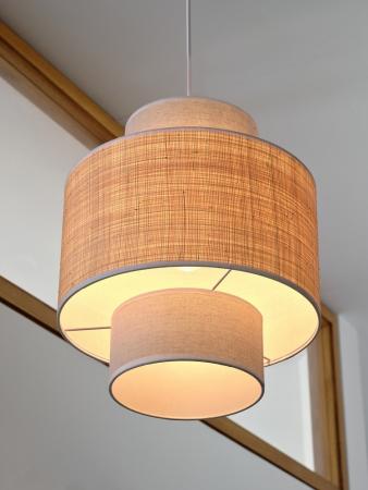 OSRAM Pendelleuchte Decor Wrap Cylinder aus Leinen und Bast mit E27 Fassung