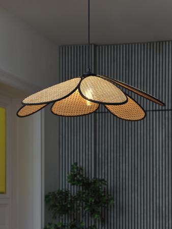 OSRAM Pendelleuchte Decor Rattan Daisy aus Rattan|Stahl mit E27 Fassung beige - Ø 69 cm