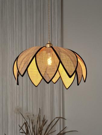 OSRAM Imposante Pendelleuchte Decor Rattan Lotus aus Rattan|Stahl mit E27 Fassung beige - Ø 48 cm