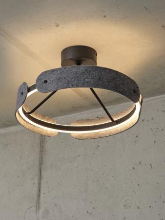 Osram Deckenleuchte Decor Curve Felt in Dunkelgrau mit warmweißem Licht Ø 43 cm - Auffällige Leuchte aus Filz