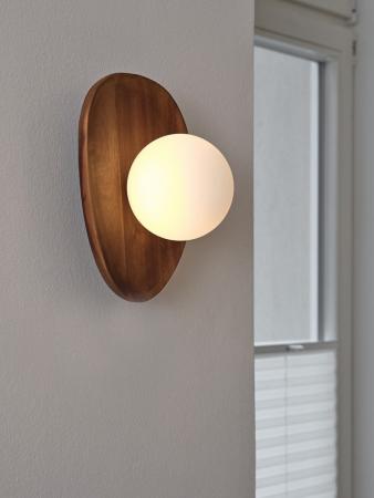 OSRAM Wandleuchte Decor Acacia Nest aus Holz mit G9 Fassung braun - mit matter Glaskugel