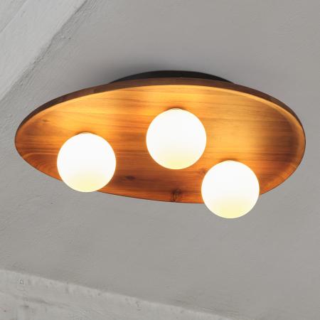 OSRAM Deckenleuchte Decor Acacia Nest aus Holz mit G9 Fassungen braun - mit matter Glaskugel
