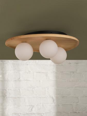 OSRAM Deckenleuchte Decor Wood Nest aus Kautschukholz mit G9 Fassung hellbaraun - mit matter Glaskugel