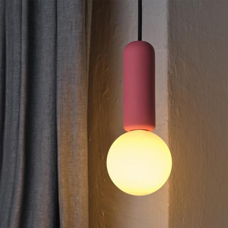 Osram Pendelleuchte Decor Conrete Mic mit G9 Fassung aus Beton mit Glaskugel in Pink