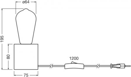 OSRAM Tischleuchte 1906 Edison Vintage-Stil mit 2,5W E27 Glühlampe austauschbar inkl. Leuchtmittel warmweiß 2400K