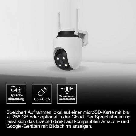 OSRAM SMART+ WIFI Outdoor Camera 360 White 4MP 2K QHD mit Nachtsicht und Bewegungstracking