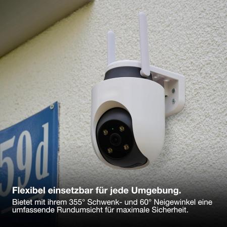 OSRAM SMART+ WIFI Outdoor Camera 360 White 4MP 2K QHD mit Nachtsicht und Bewegungstracking