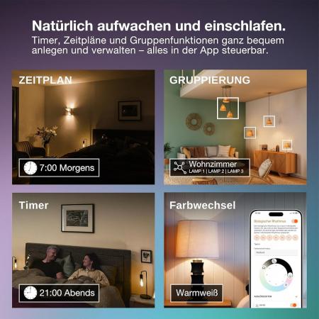 Osram E27 SMART+ MATTER Lampe A60 4,8W wie 40W Multicolor - dimmbar, steuerbar mit App oder Sprachassistent, Matter kompatibel