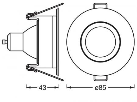 OSRAM SMART+ MATTER LED Spot Recess GU10 IP65 Adjustable 4,7W RGBW Chrome Einbaustrahlerr - Einbaudurchmesser 68mm, Einbautiefe 115mm