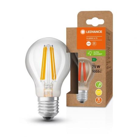 6er Vorteilspack  Ledvance E27 Besonders effiziente LED Lampe Classic klar 5W wie 75W 3000K warmweißes Licht für die Wohnung