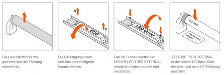 LEDVANCE LED TUBE T5 EXTERNAL HO54 P 26 W wie 54 W, 4.000 lm, 6.500 K Tageslichtweiß, G5, 1149 mm, dimmbar mit DALI-Treiber