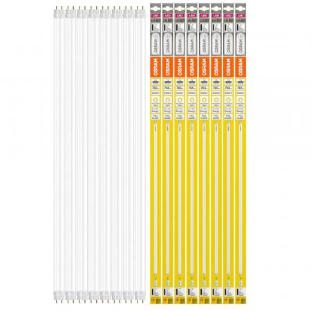 8-er Pack OSRAM T8/G13 LED Röhre EM 720 mm 7 W wie 16 W 765 lm 3000 K warmweiß für KVG/VVG & 230 V inkl. Ersatzstarter