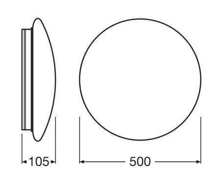 LEDVANCE Surface Circular LED 500 Decken-/Wandleuchte IP44 42W 3000K warmweiß Lichtstärke einstellbar