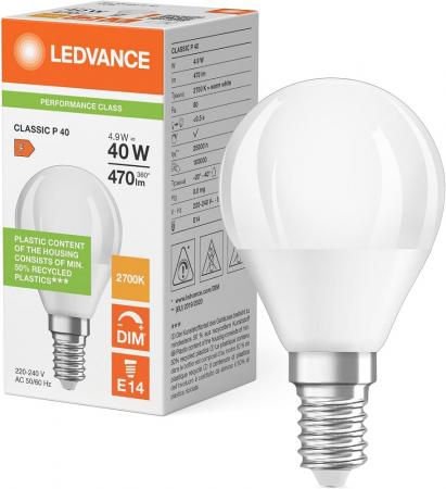 LEDVANCE LED Classic P E14 4,9W wie 40W 470 lm 2700K Warmweiß Matt Dimmbar