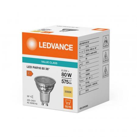 Ledvance GU10 PAR16 LED Spot 36° 6,9W wie 80W 3000K warmweißes Licht Value Class