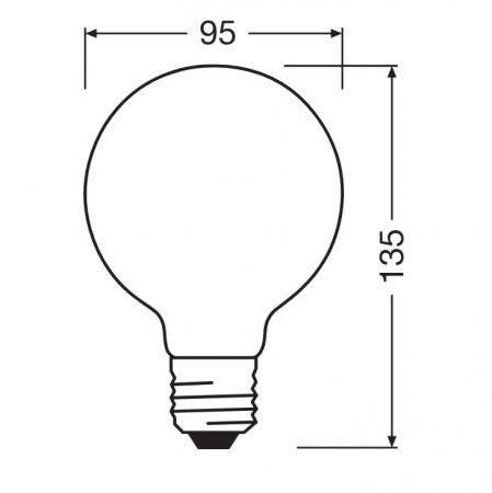 Ledvance E27 LED Kugellampe Globe 95 Classic matt dimmbar 7,5W wie 75W 2700K warmweißes Licht