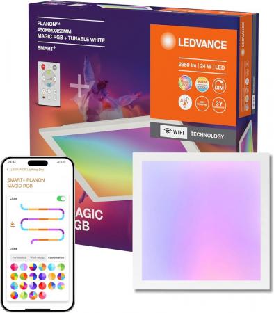 LEDVANCE SMART+ WiFi PLANON MAGIC LED-Panel 24W 1900 lm RGB + Tunable White 2700–6500K dimmbar 445 x 445 mm weiß
