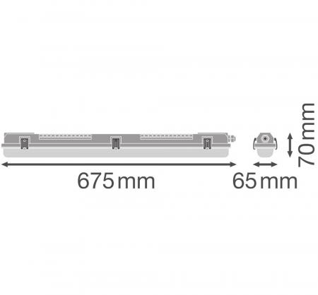 60cm LEDVANCE DAMP PROOF HOUSING 600 P 1XLAMP IP65 Leergehäuse für 1x T8 G13 LED-Röhre 600 mm