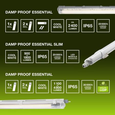 120cm LEDVANCE DAMP PROOF HOUSING 1200 P 1XLAMP IP65 1xT8 G13 1200mm Leergehäuse für eine 120cm LED-Röhre