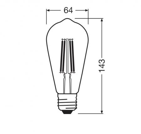 Ledvance LED Classic Edison 60 Filament Energy Efficiency Class A 3,8W 827 Klar E27