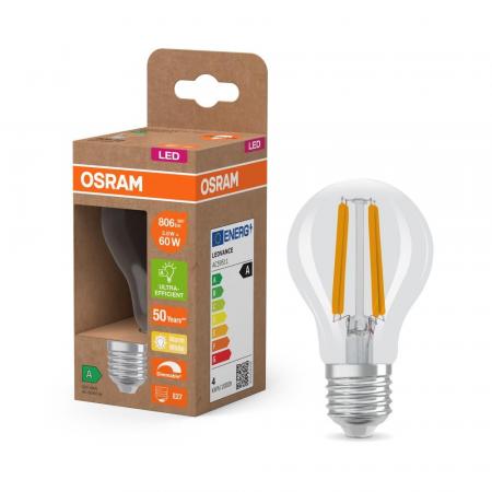 6er Sparpack OSRAM E27 LED Lampe Classic SUPERSTAR klar dimmbar 3,8W wie 60W warmweißes Licht 2700K - Energy efficiency class A