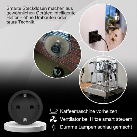 OSRAM SMART+ MATTER Plug EU Black – smarte WLAN-Steckdose mit Energieverbrauchsmessung 10A 2300W