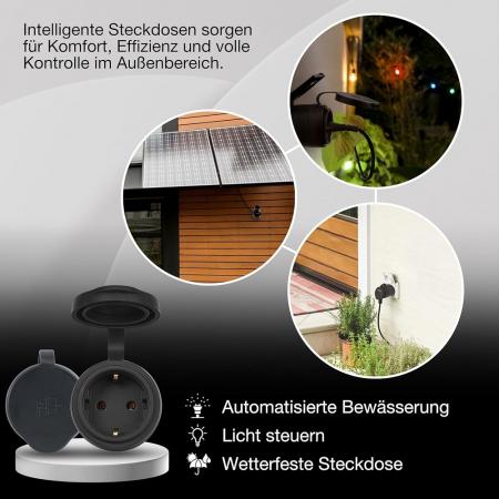 OSRAM SMART+ Matter Compact Outdoor Plug EU 16 A 3680 W, IP44, WLAN, Energie Verbrauchsmessung, schwarz