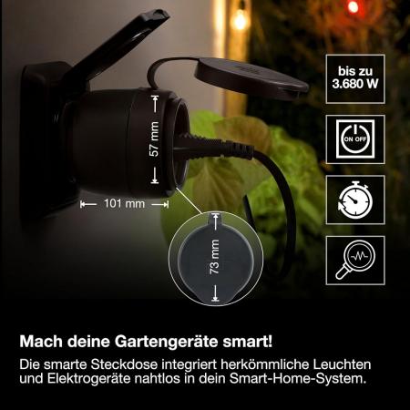OSRAM SMART+ ZIGBEE Compact Outdoor Plug EU Schwarz – smarte Außensteckdose 16A 3680W