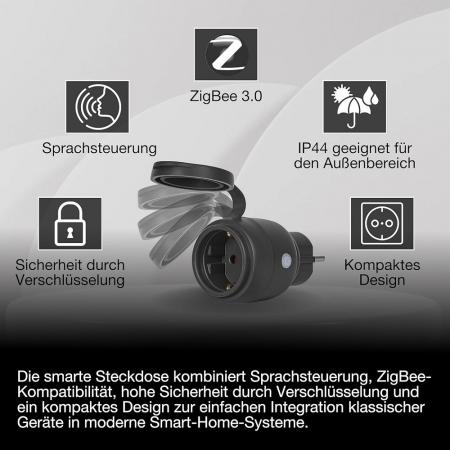 OSRAM SMART+ ZIGBEE Compact Outdoor Plug EU Schwarz – smarte Außensteckdose 16A 3680W